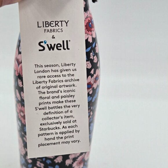 NWT Starbucks Swell Liberty Fabrics 17Oz Water Bottle Noir Blue Floral Print - Picture 9 of 10